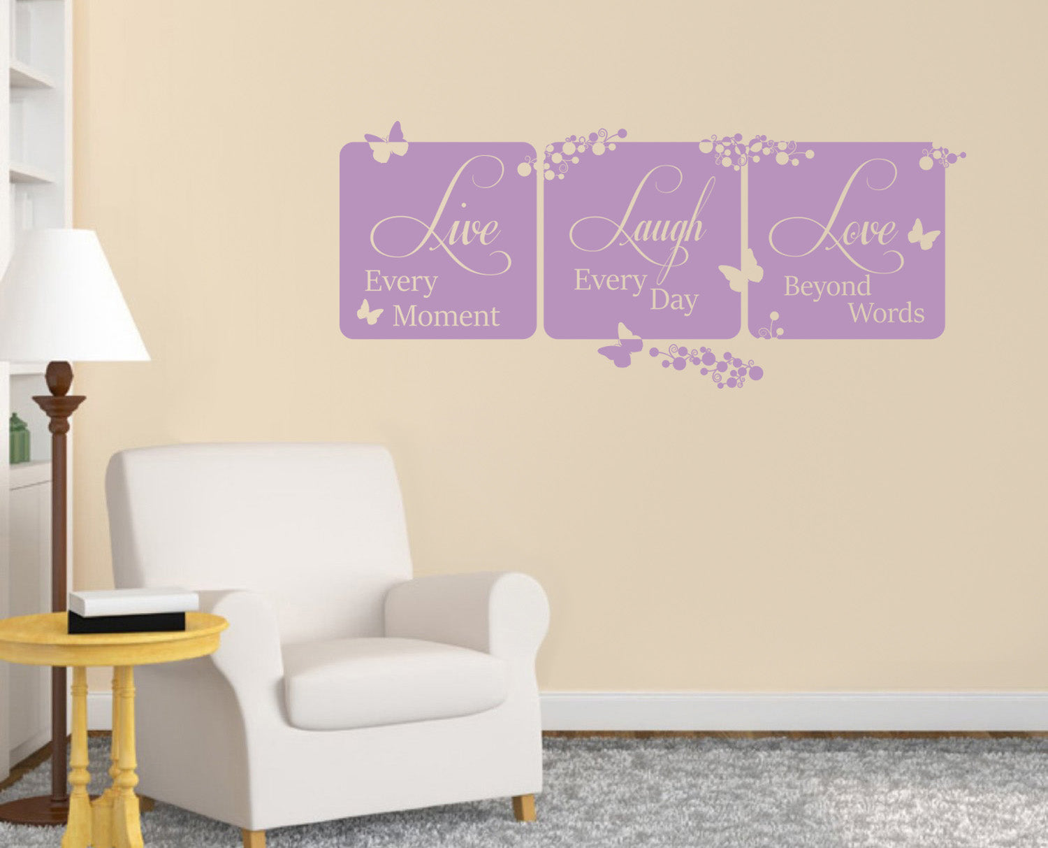 LIVE EVERY MOMENT Laugh Love Inspirational Quotes Wall Sticker Décalque SQ92