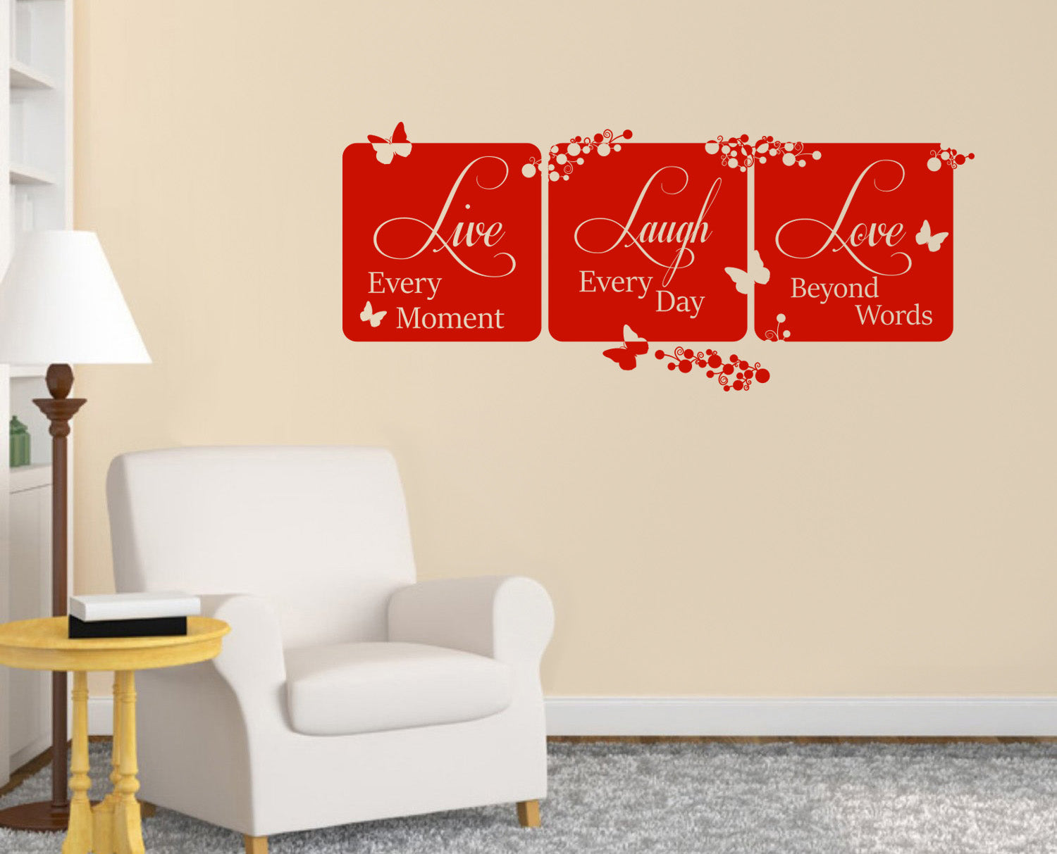 LIVE EVERY MOMENT Laugh Love Inspirational Quotes Wall Sticker Décalque SQ92