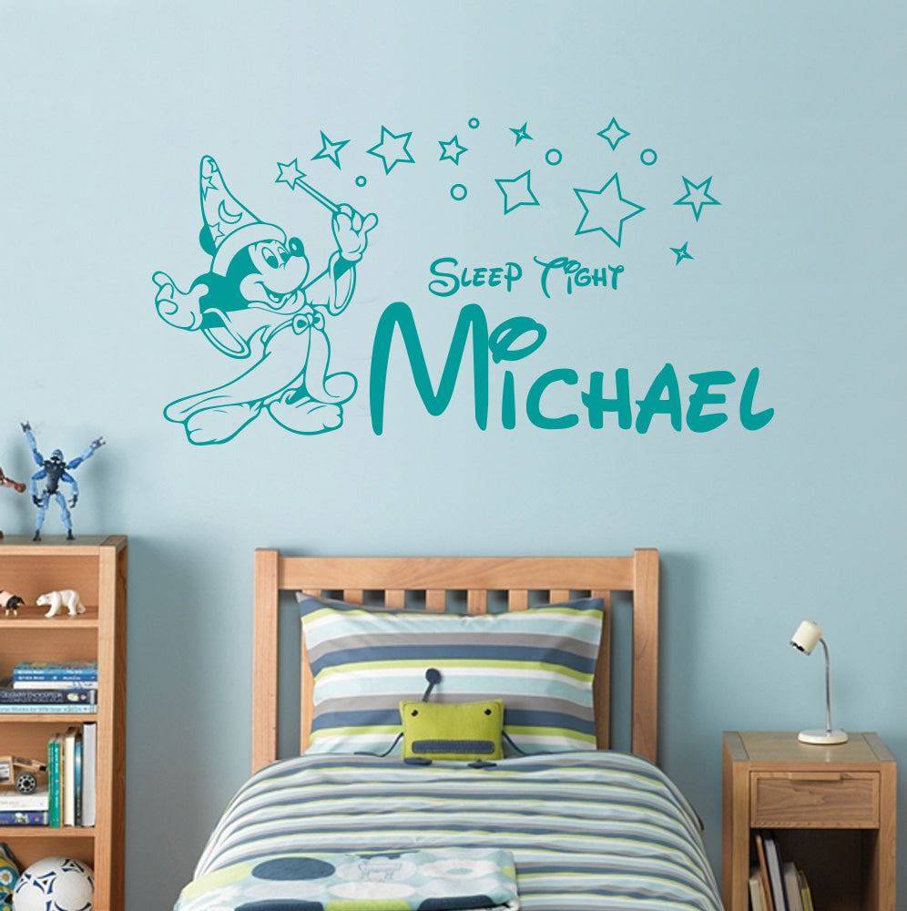 Mickey Mouse Sleep Tight Personalized Inspirational Quotes Wall Sticker Decal For Kids SQ97