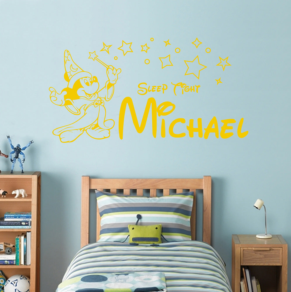 Mickey Mouse Sleep Tight Personalized Inspirational Quotes Wall Sticker Decal For Kids SQ97