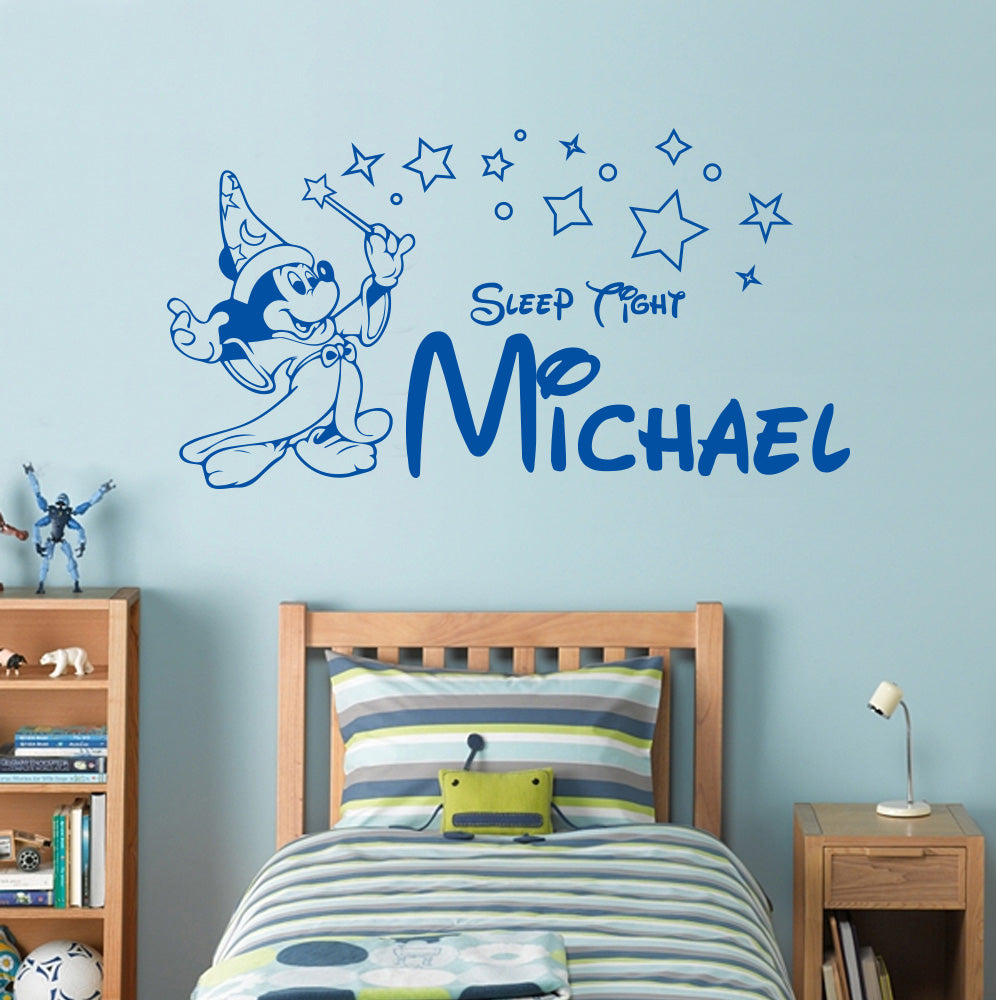 Mickey Mouse Sleep Tight Personalized Inspirational Quotes Wall Sticker Decal For Kids SQ97