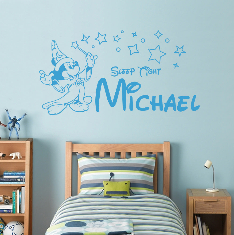 Mickey Mouse Sleep Tight Personalized Inspirational Quotes Wall Sticker Decal For Kids SQ97