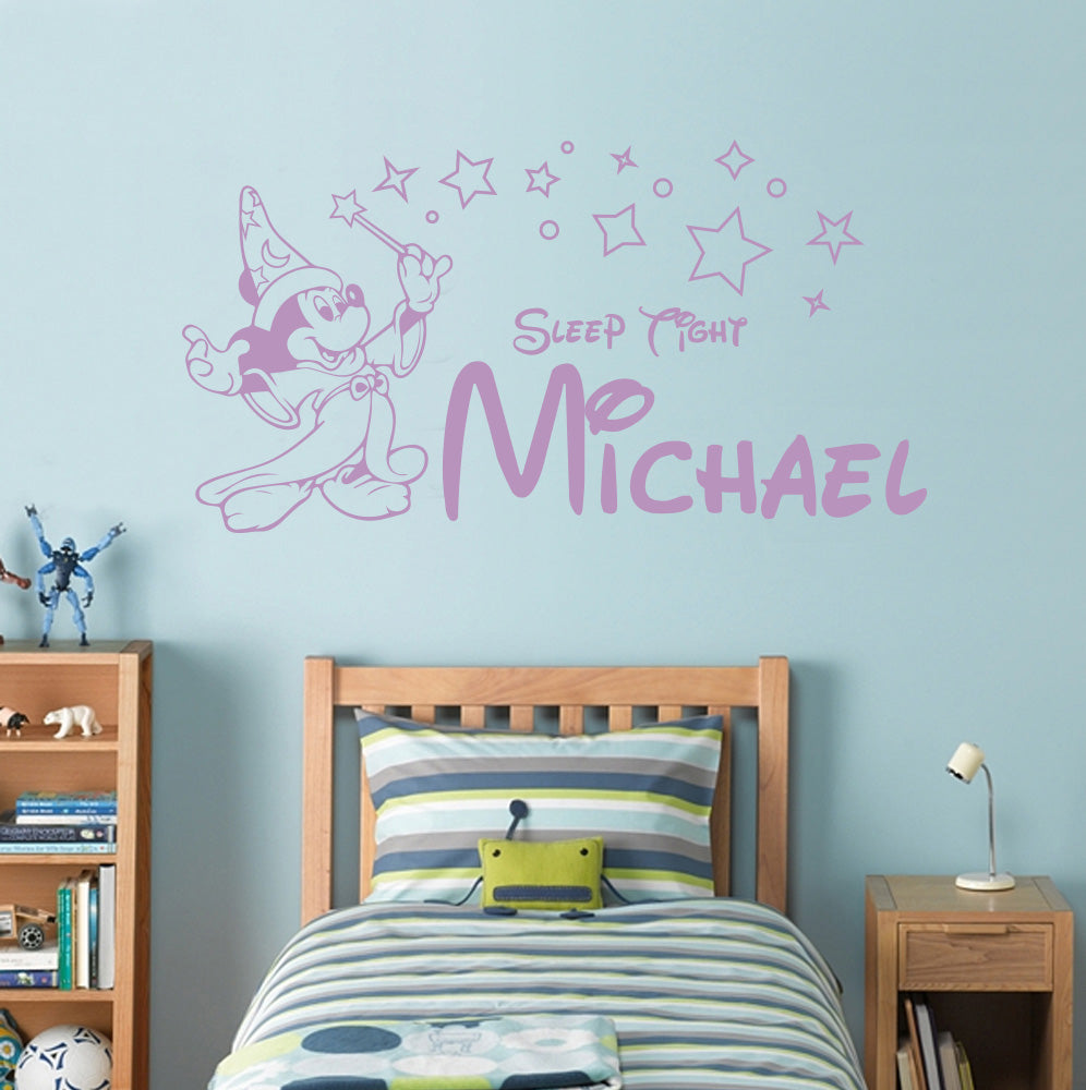 Mickey Mouse Sleep Tight Personalized Inspirational Quotes Wall Sticker Decal For Kids SQ97