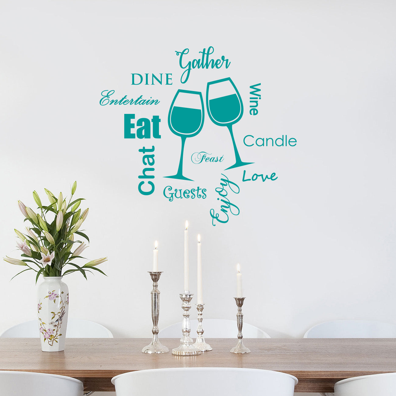 Kitchen EAT DINE LOVE WINE Inspirational Quotes Wall Sticker Decal SQ99