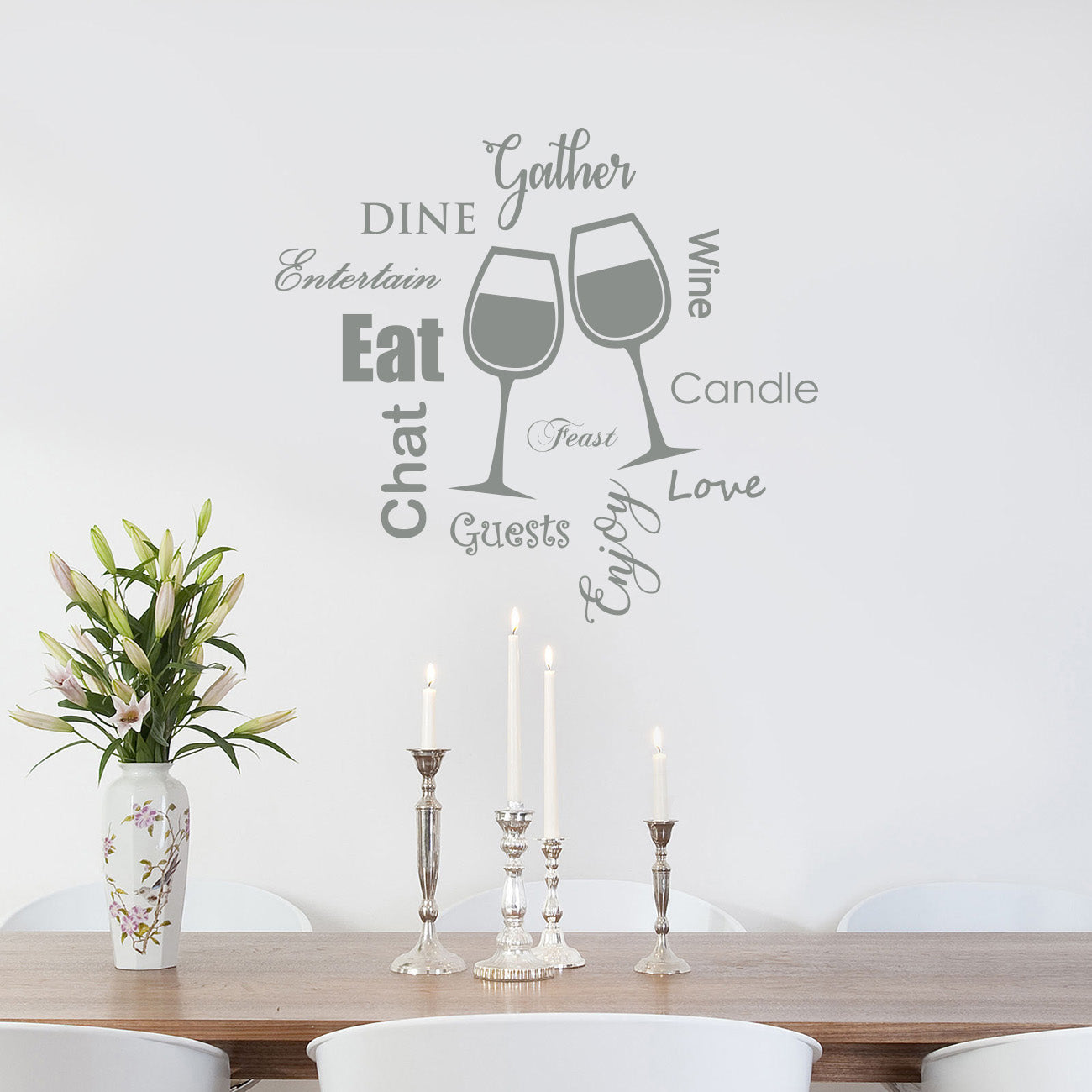 Kitchen EAT DINE LOVE WINE Inspirational Quotes Wall Sticker Decal SQ99