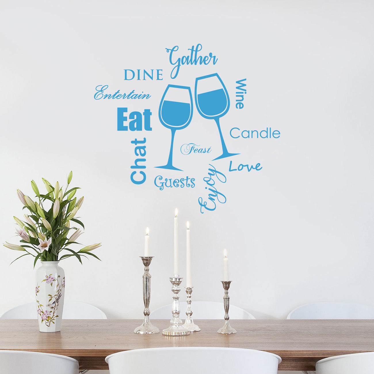 Kitchen EAT DINE LOVE WINE Inspirational Quotes Wall Sticker Decal SQ99