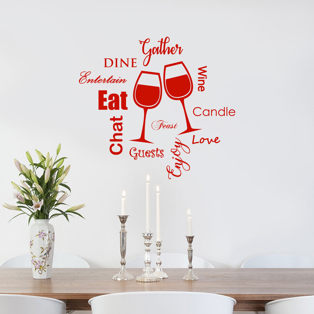Kitchen EAT DINE LOVE WINE Inspirational Quotes Wall Sticker Decal SQ99