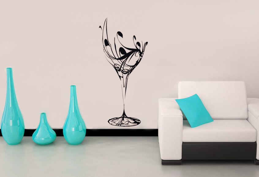 VIN VERRE Sticker mural autocollant pochoir Silhouette SST001