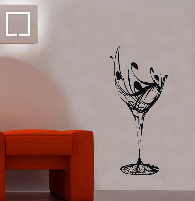 VIN VERRE Sticker mural autocollant pochoir Silhouette SST001