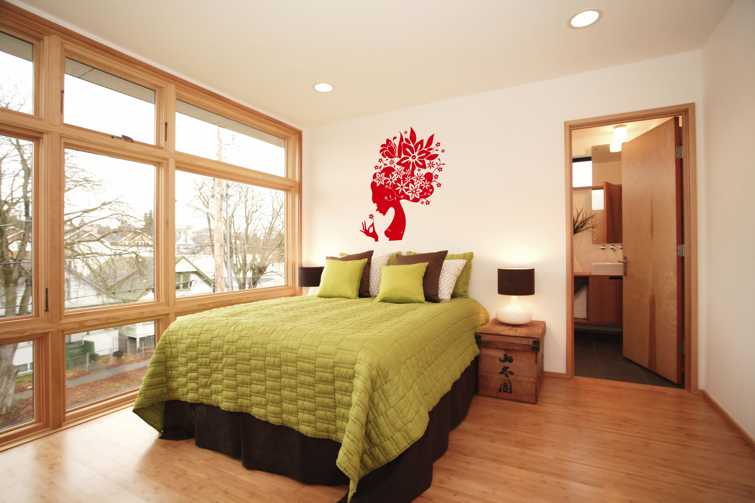 FLOWER HAIR GIRL Wall Sticker Decal Stencil Silhouette SST007