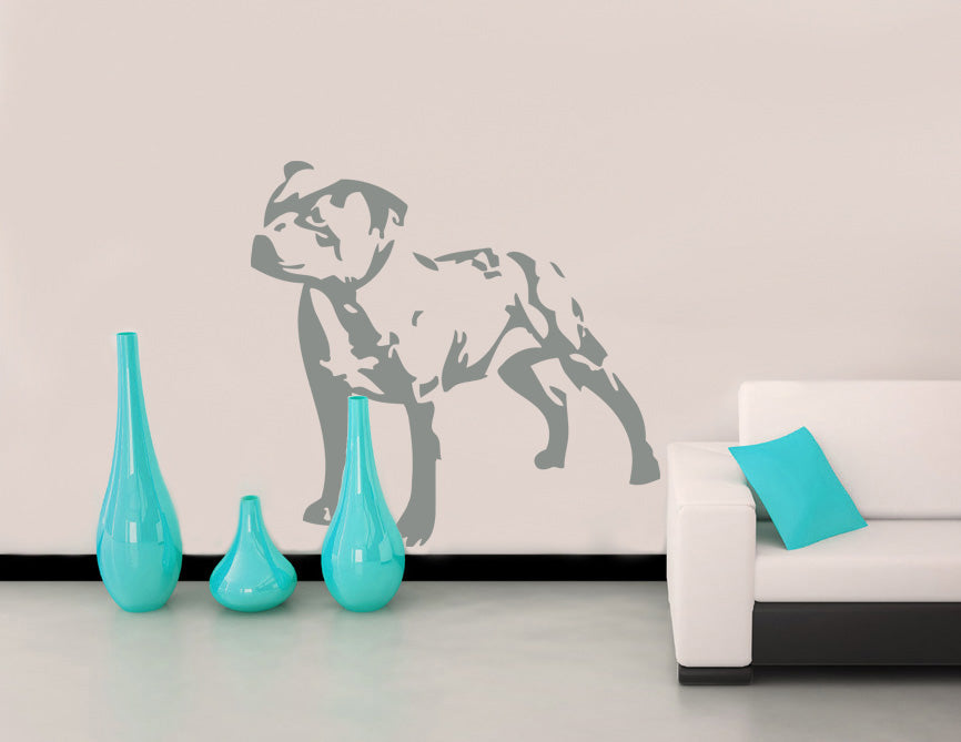 DOG STAFFORDSHIRE STAFF PITBULL Wall Sticker Decal Stencil Silhouette SST016