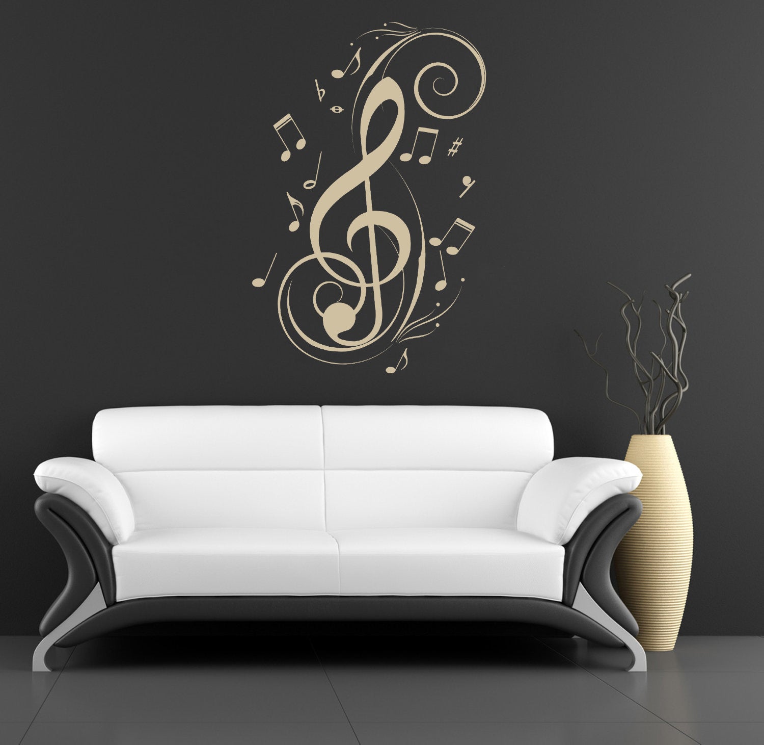 MUSICAL NOTES Wall Sticker Decal Stencil Silhouette SST020