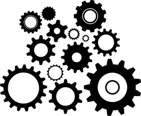 Gears Cogs & Wheels Wall Sticker Decal Stencil Silhouette ST101