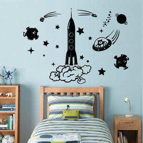 Space Rocket Wall Sticker Decal Stencil Silhouette ST137