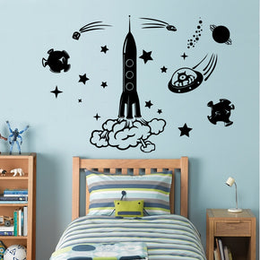 Space Rocket Wall Sticker Autocollant Décalque Stencil Silhouette ST137