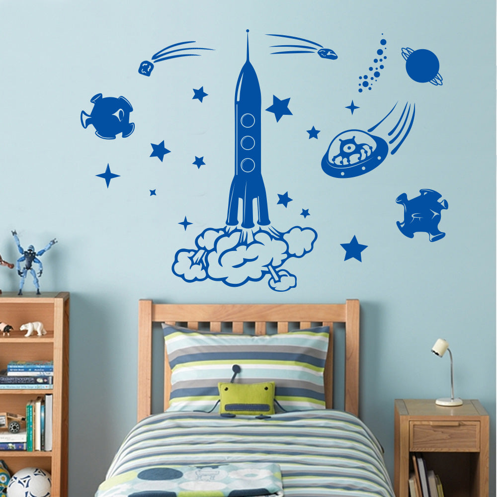 Space Rocket Wall Sticker Decal Stencil Silhouette ST137