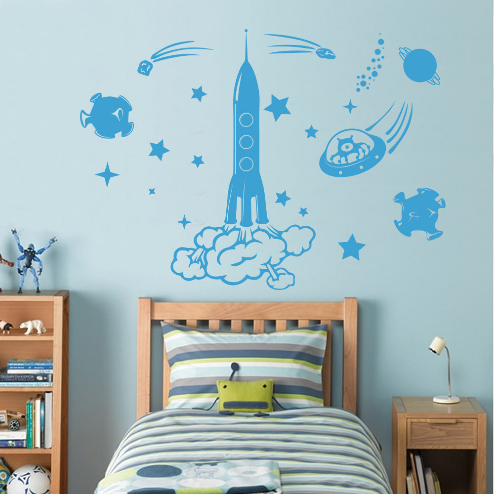 Space Rocket Wall Sticker Decal Stencil Silhouette ST137