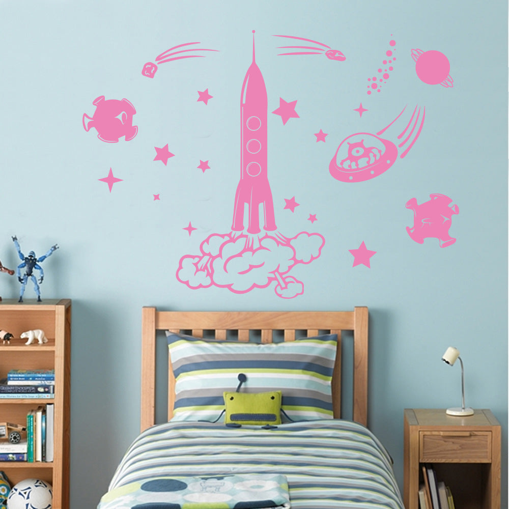 Space Rocket Wall Sticker Decal Stencil Silhouette ST137