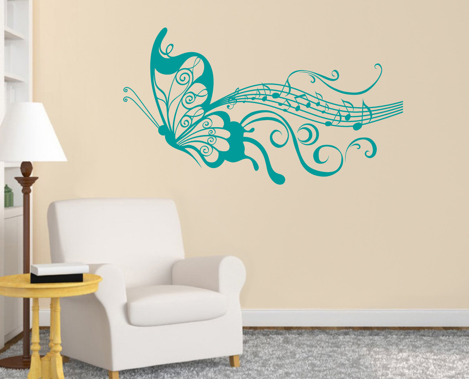 Musical Notes Butterfly Wall Sticker Decal Stencil Silhouette ST148
