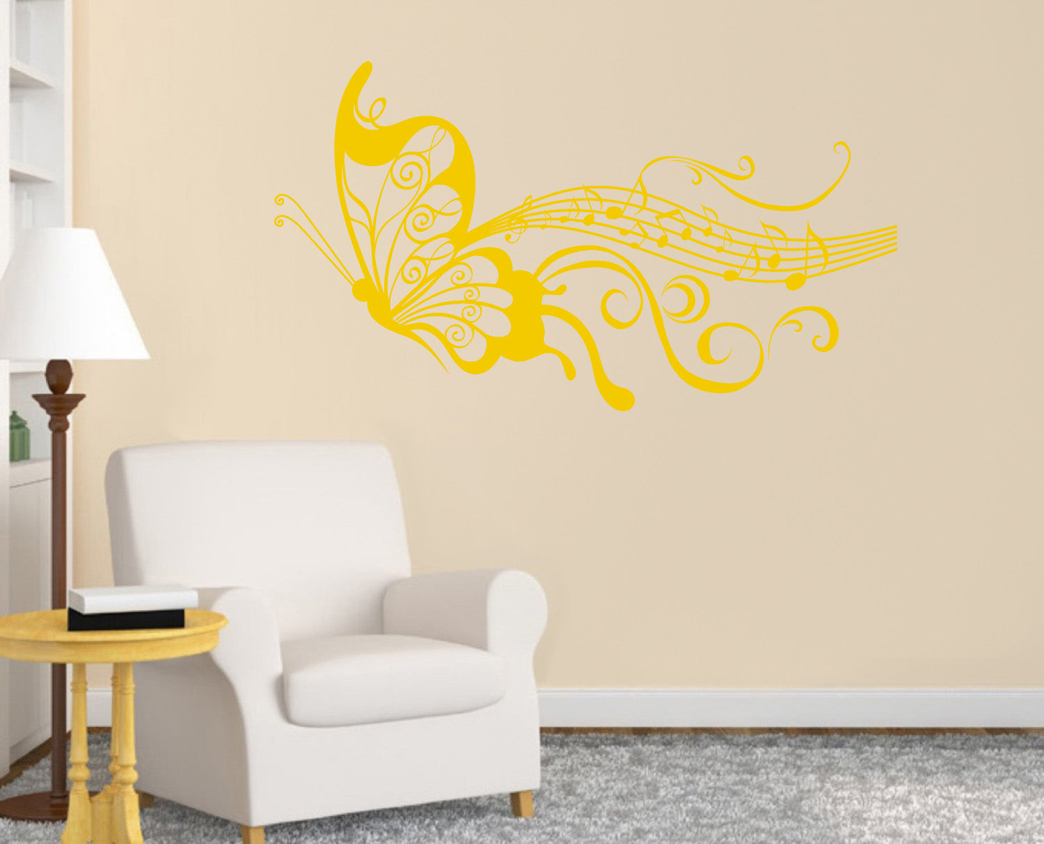 Musical Notes Butterfly Wall Sticker Decal Stencil Silhouette ST148