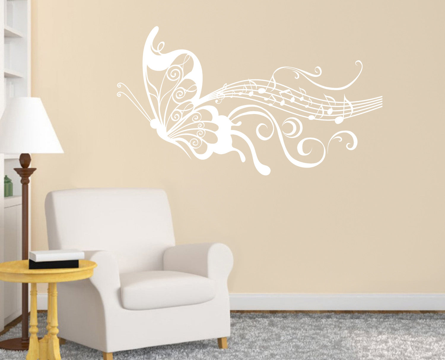Musical Notes Butterfly Wall Sticker Decal Stencil Silhouette ST148