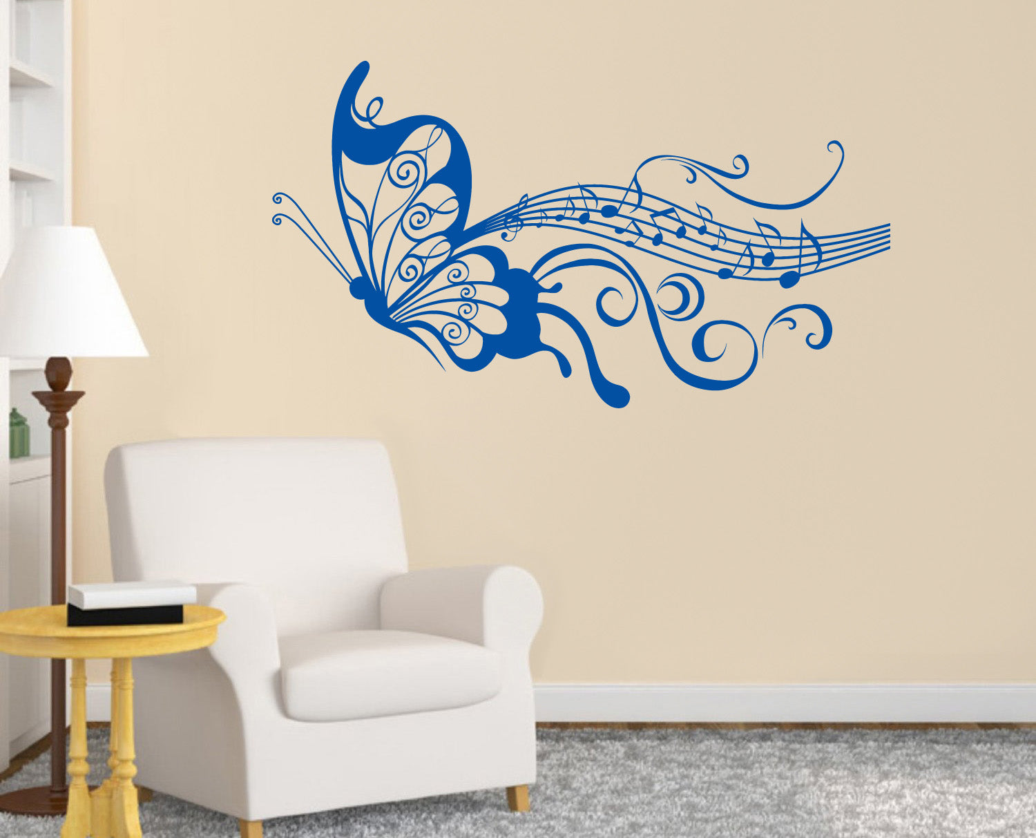 Musical Notes Butterfly Wall Sticker Decal Stencil Silhouette ST148