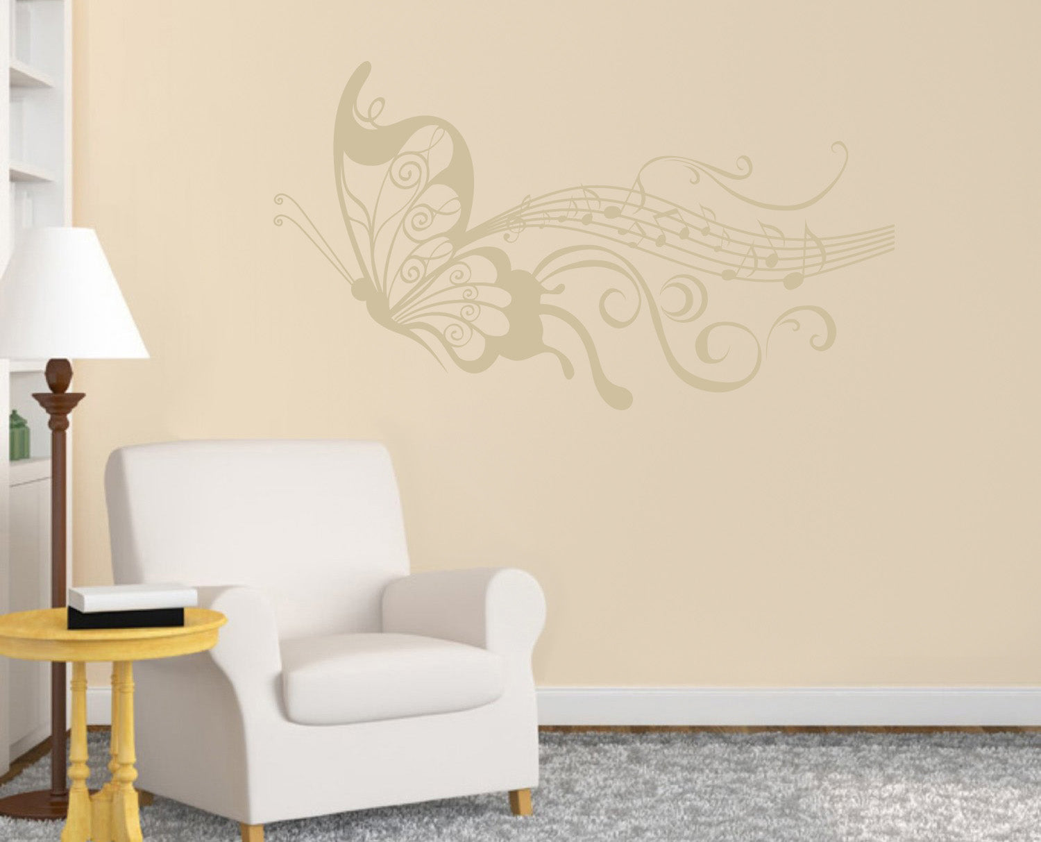 Musical Notes Butterfly Wall Sticker Decal Stencil Silhouette ST148