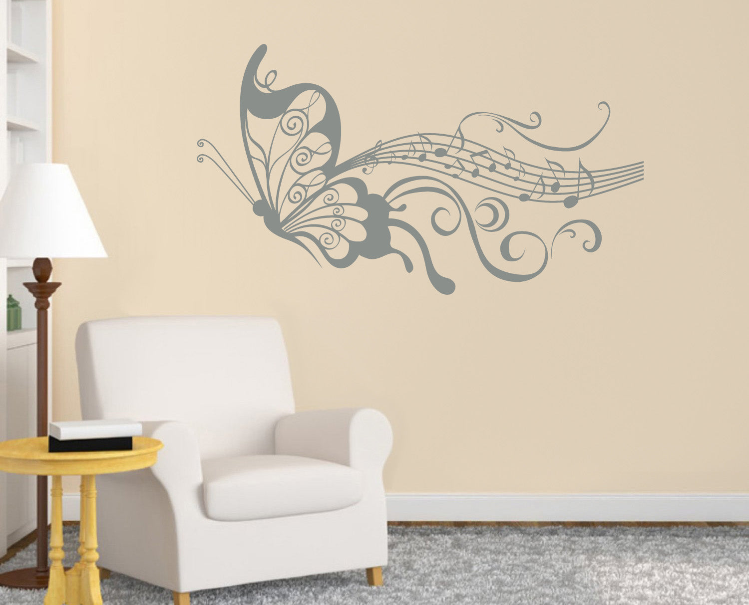 Musical Notes Butterfly Wall Sticker Decal Stencil Silhouette ST148