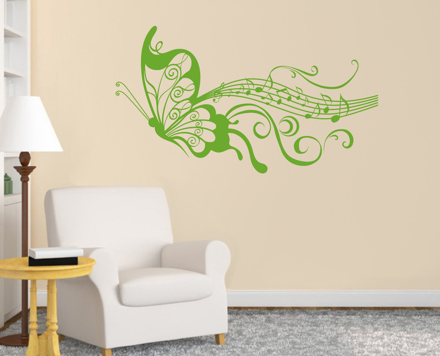 Musical Notes Butterfly Wall Sticker Decal Stencil Silhouette ST148