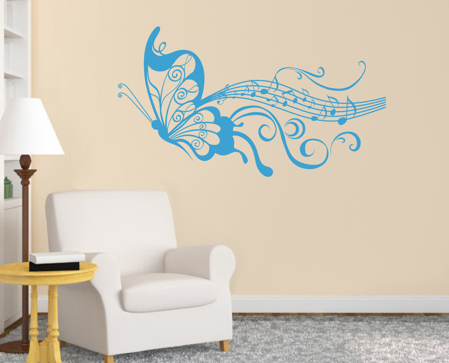 Musical Notes Butterfly Wall Sticker Decal Stencil Silhouette ST148