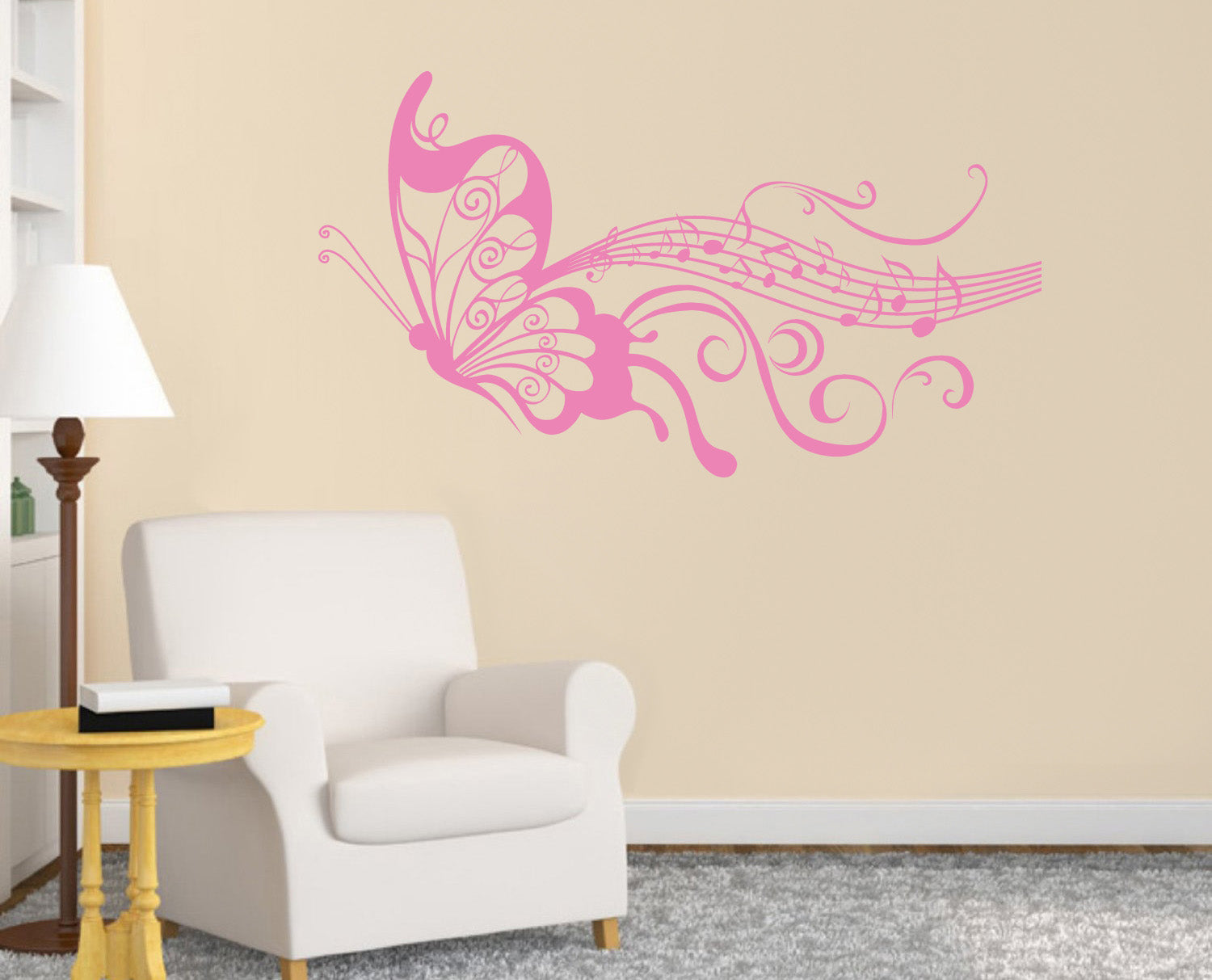 Musical Notes Butterfly Wall Sticker Decal Stencil Silhouette ST148