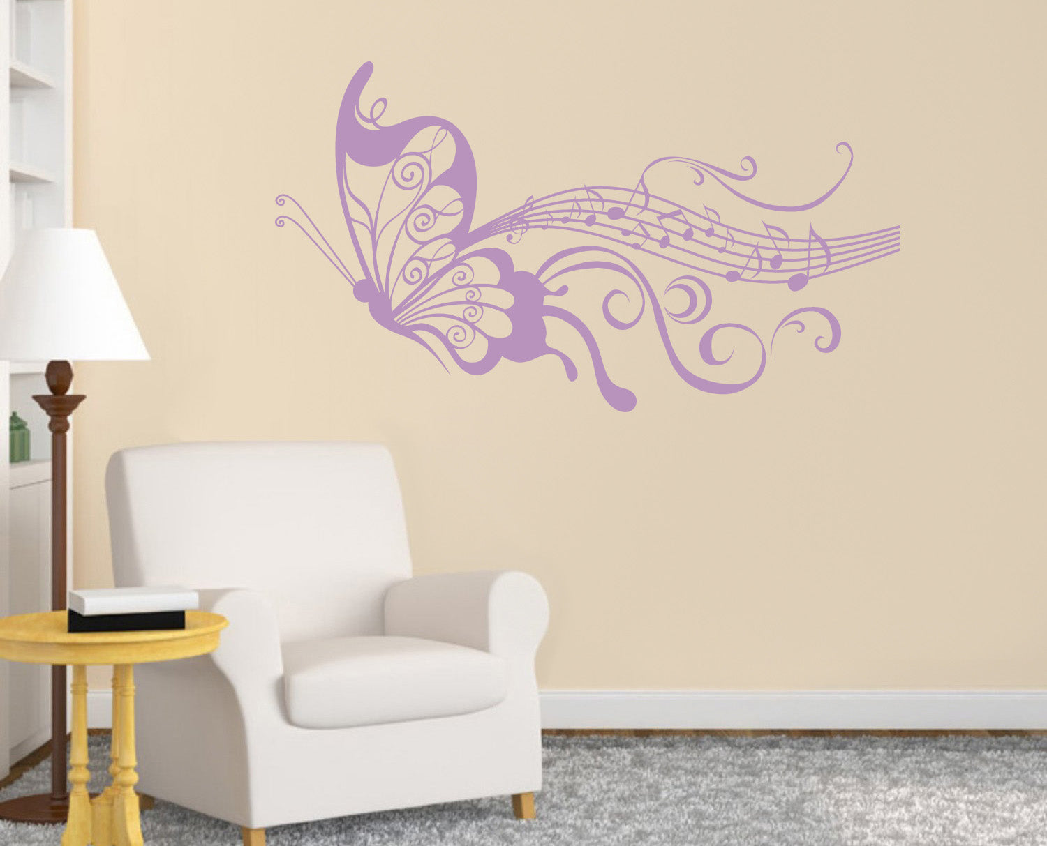 Musical Notes Butterfly Wall Sticker Decal Stencil Silhouette ST148