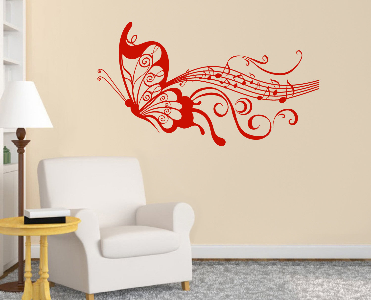 Musical Notes Butterfly Wall Sticker Decal Stencil Silhouette ST148