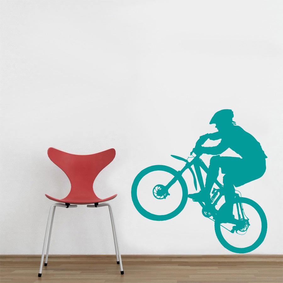 Mountain Biker Motorcycle Wall Sticker Decal Stencil Silhouette ST160