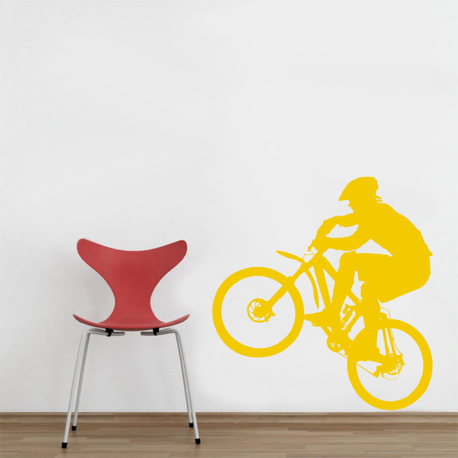 Mountain Biker Motorcycle Wall Sticker Decal Stencil Silhouette ST160