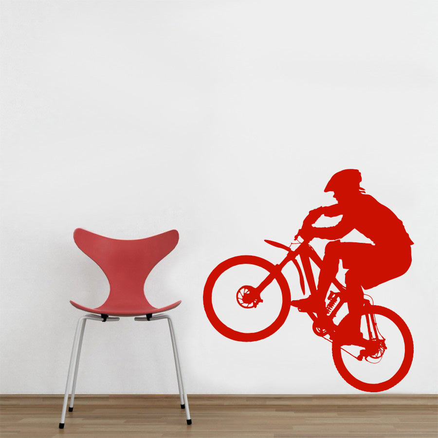 Mountain Biker Motorcycle Wall Sticker Decal Stencil Silhouette ST160