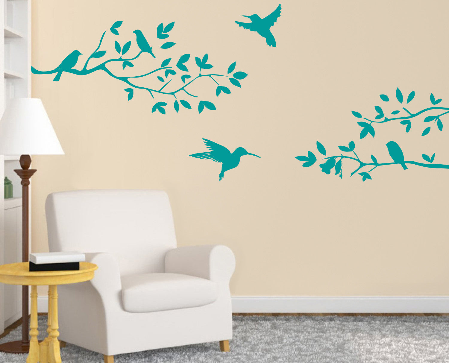 BIRDS ON TREE Wall Sticker Decal Stencil Silhouette ST161