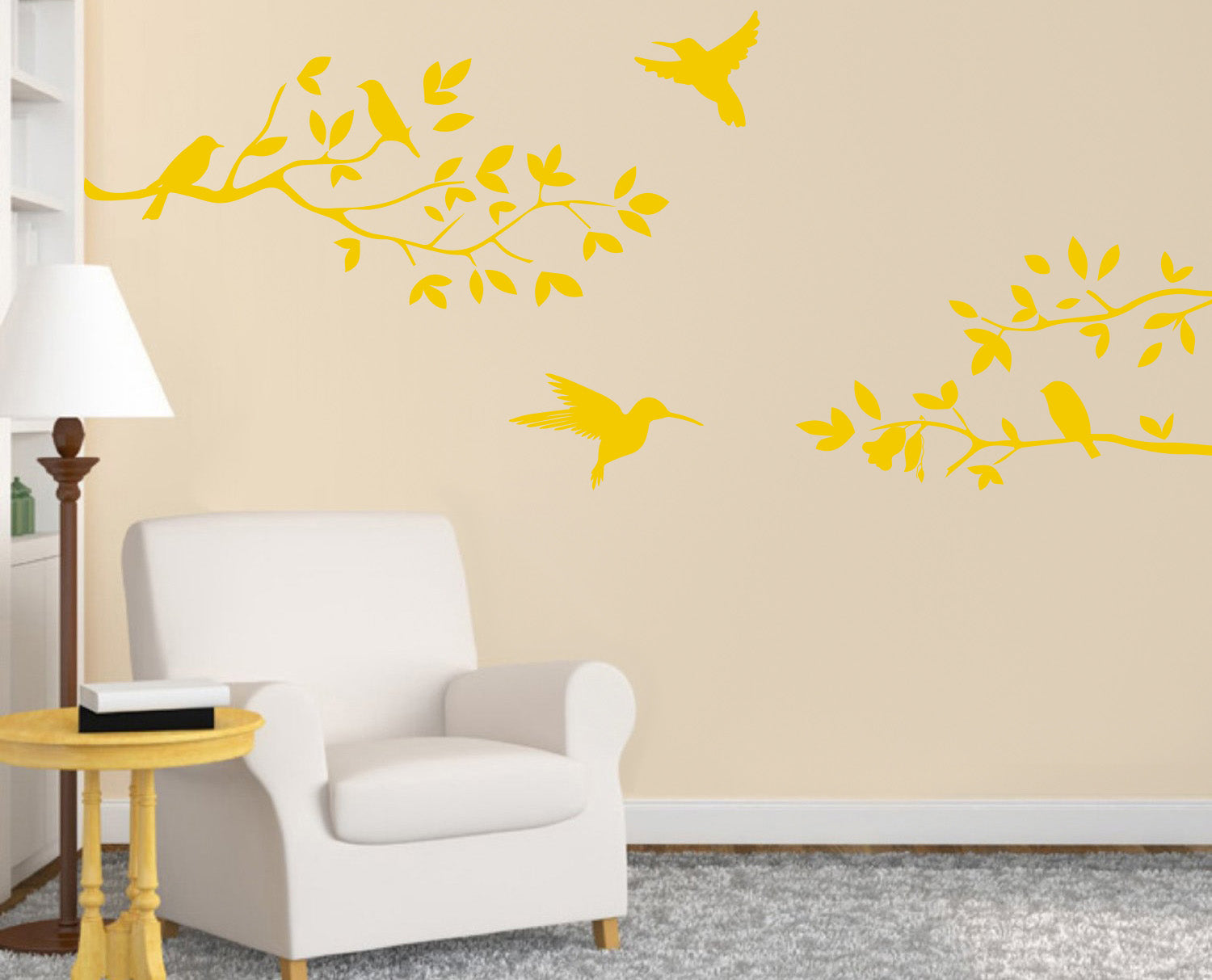 BIRDS ON TREE Wall Sticker Decal Stencil Silhouette ST161