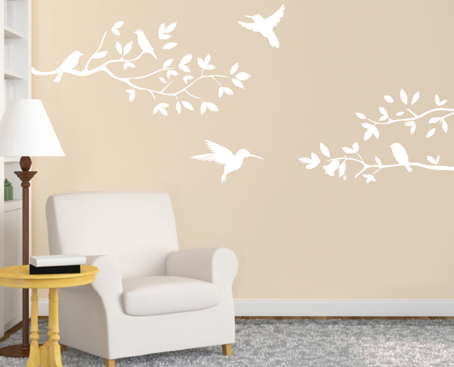 BIRDS ON TREE Wall Sticker Decal Stencil Silhouette ST161