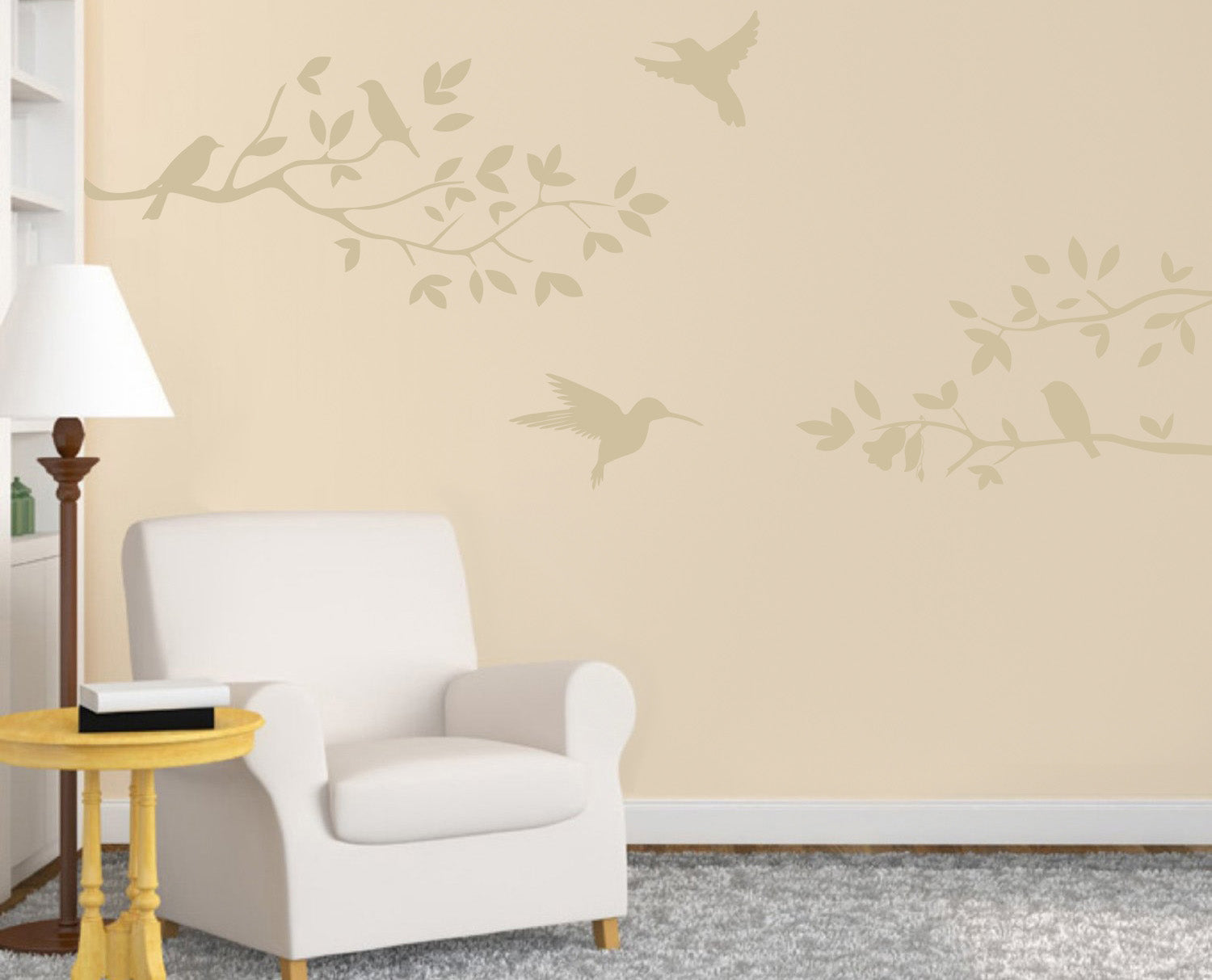 BIRDS ON TREE Wall Sticker Decal Stencil Silhouette ST161
