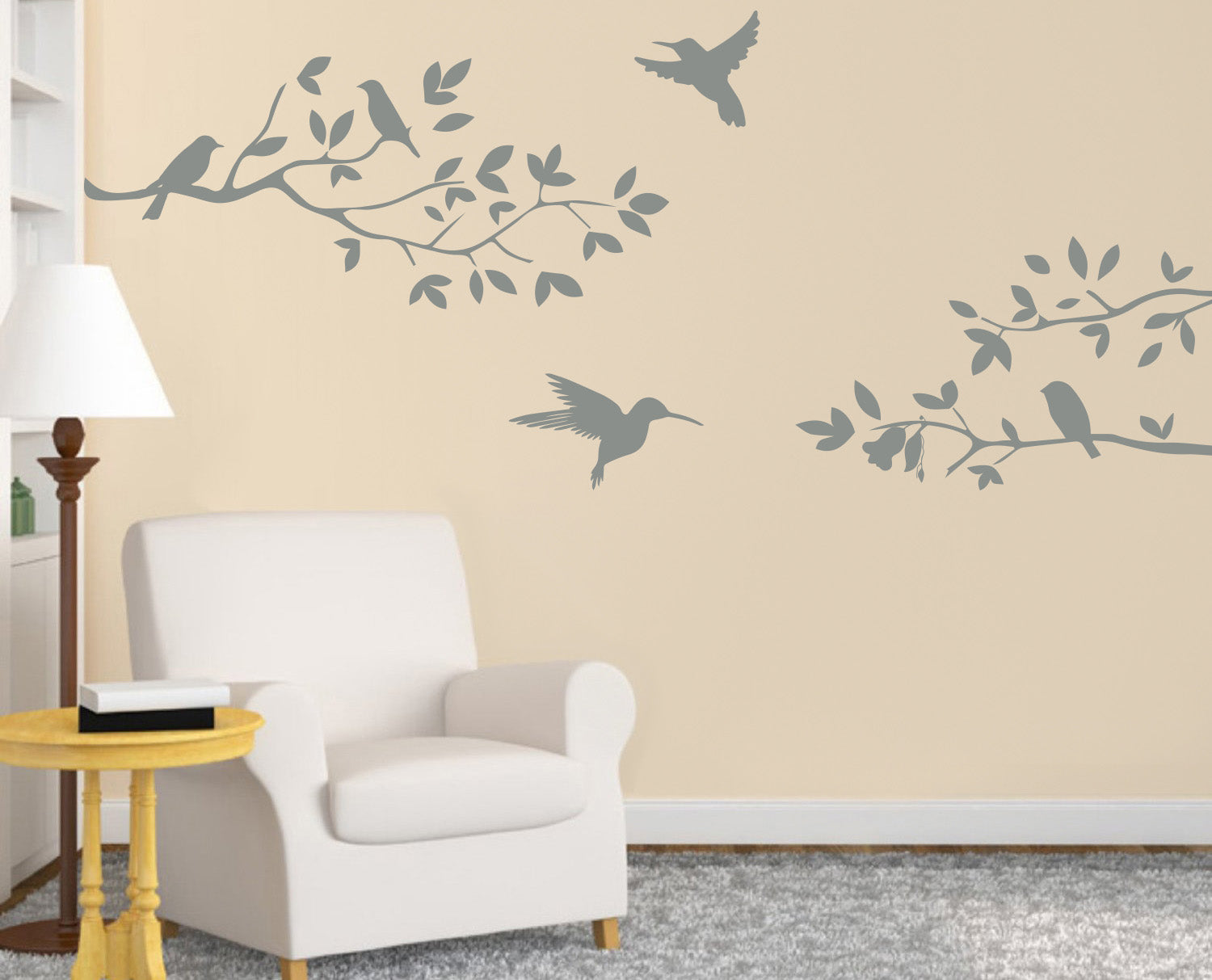 BIRDS ON TREE Wall Sticker Decal Stencil Silhouette ST161