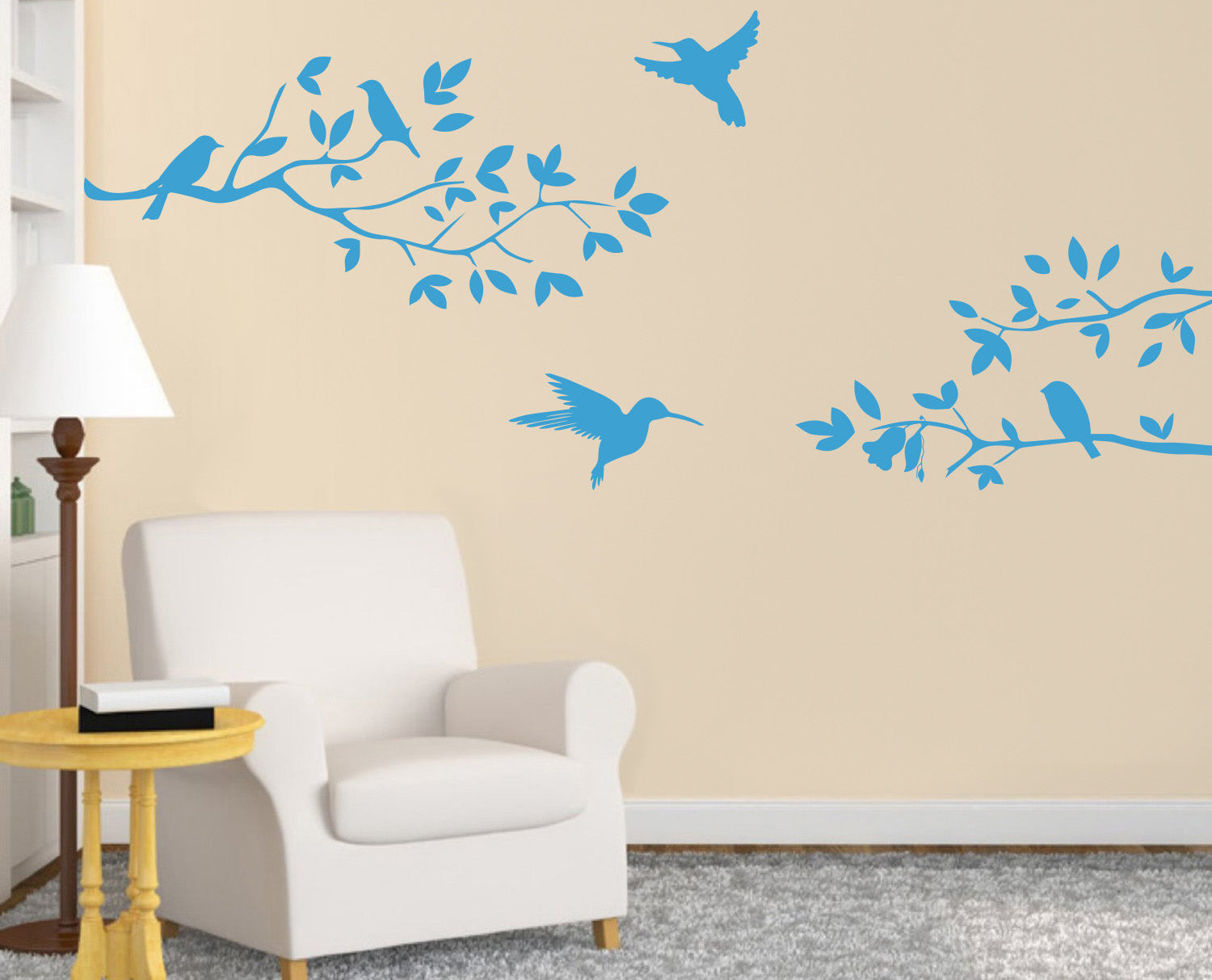 BIRDS ON TREE Wall Sticker Decal Stencil Silhouette ST161