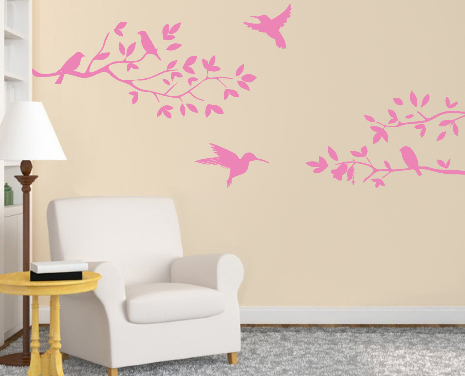 BIRDS ON TREE Wall Sticker Decal Stencil Silhouette ST161