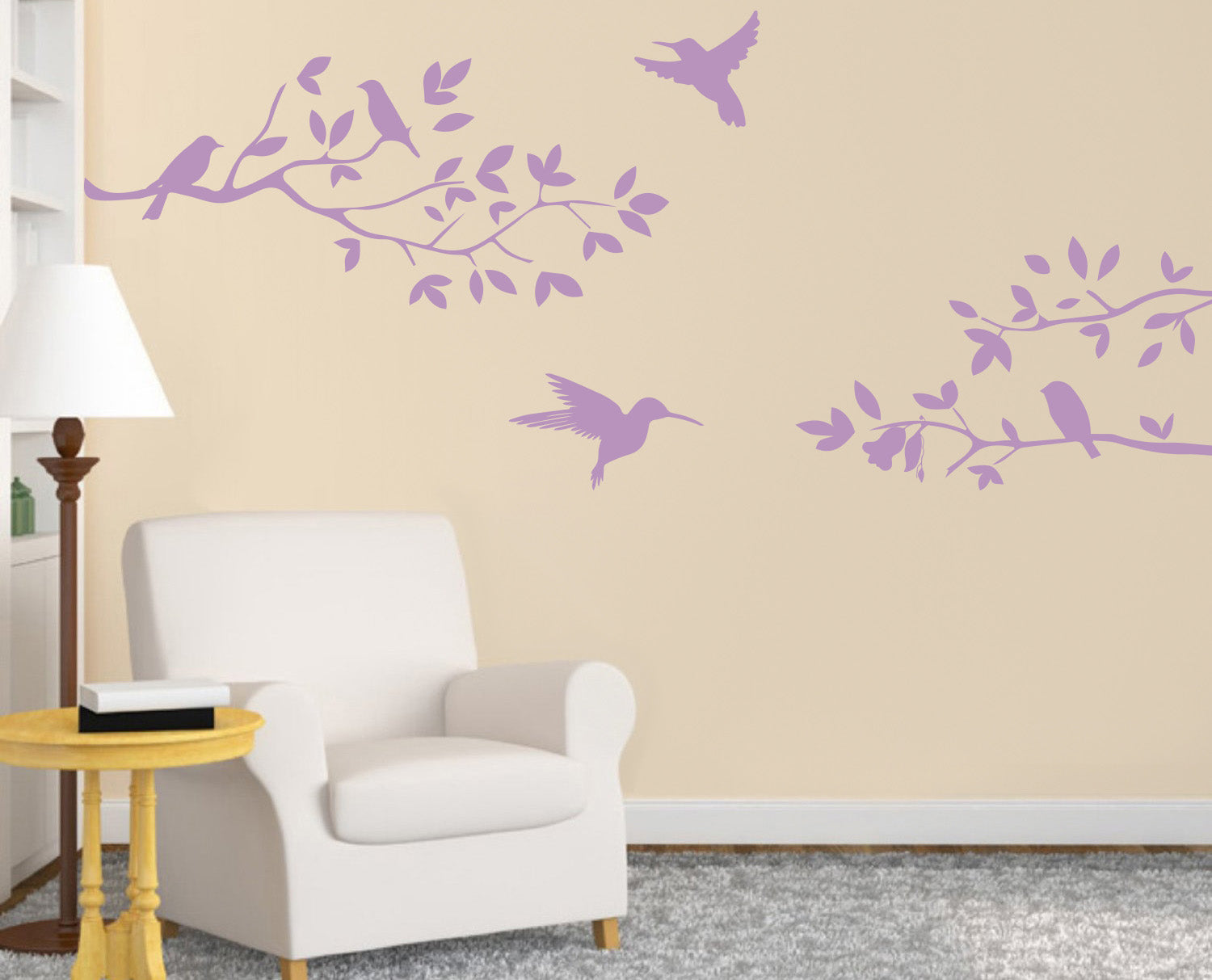 BIRDS ON TREE Wall Sticker Decal Stencil Silhouette ST161