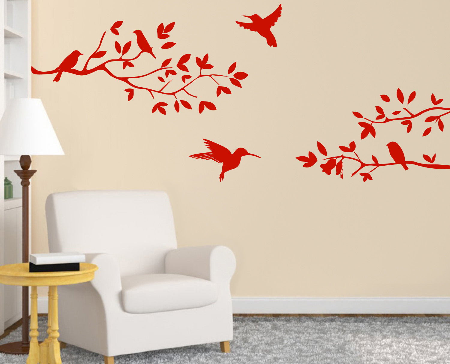 BIRDS ON TREE Wall Sticker Decal Stencil Silhouette ST161