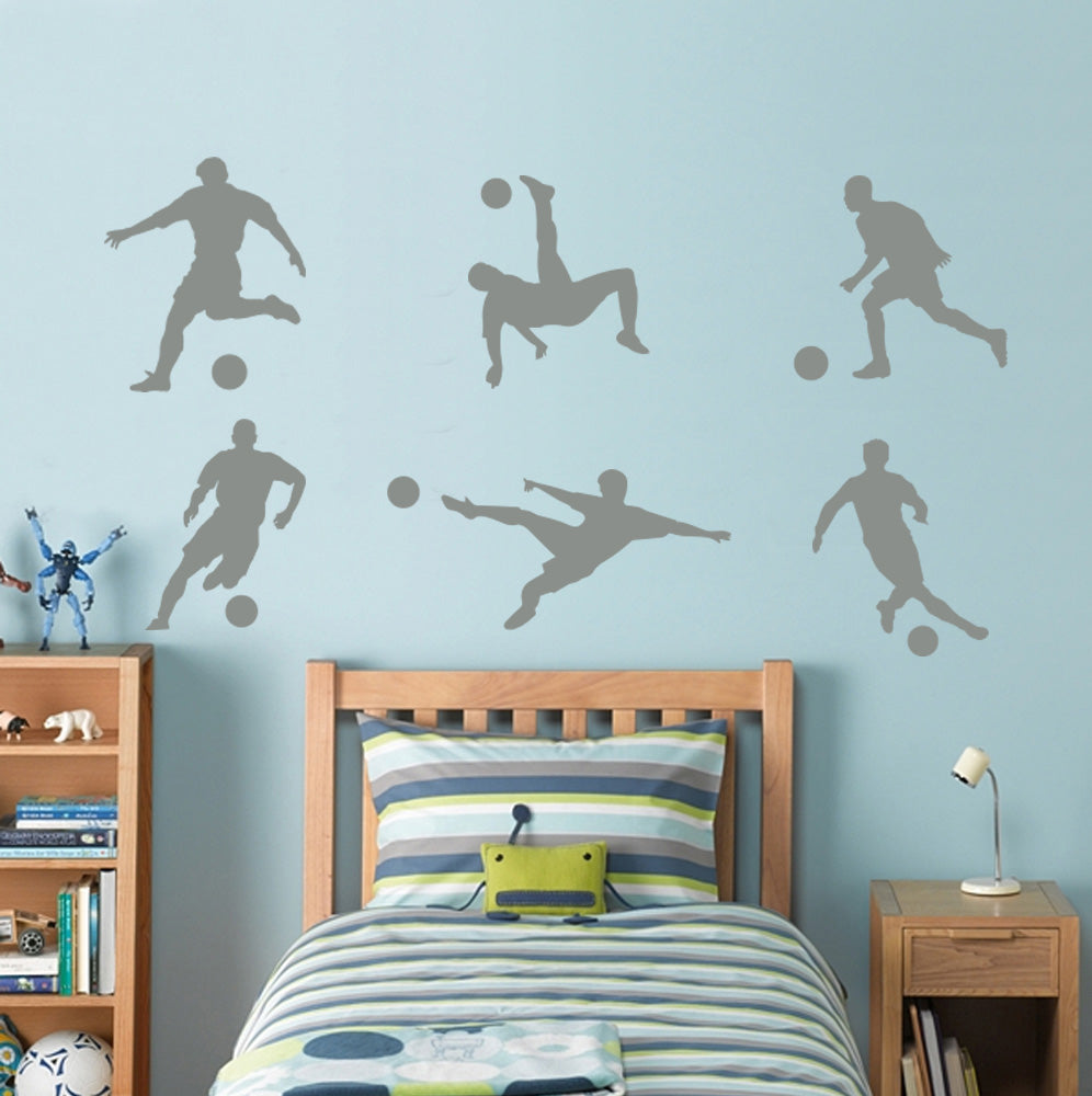 Soccer Players Wall Sticker Decal Stencil Silhouette ST181