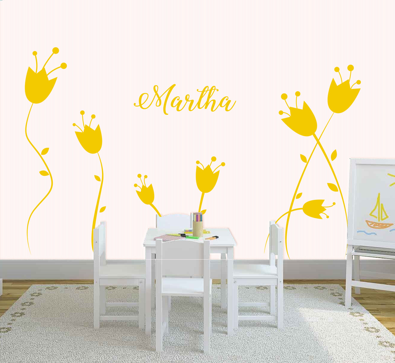 Flowers Personalized Wall Sticker Decal Stencil Silhouette ST211