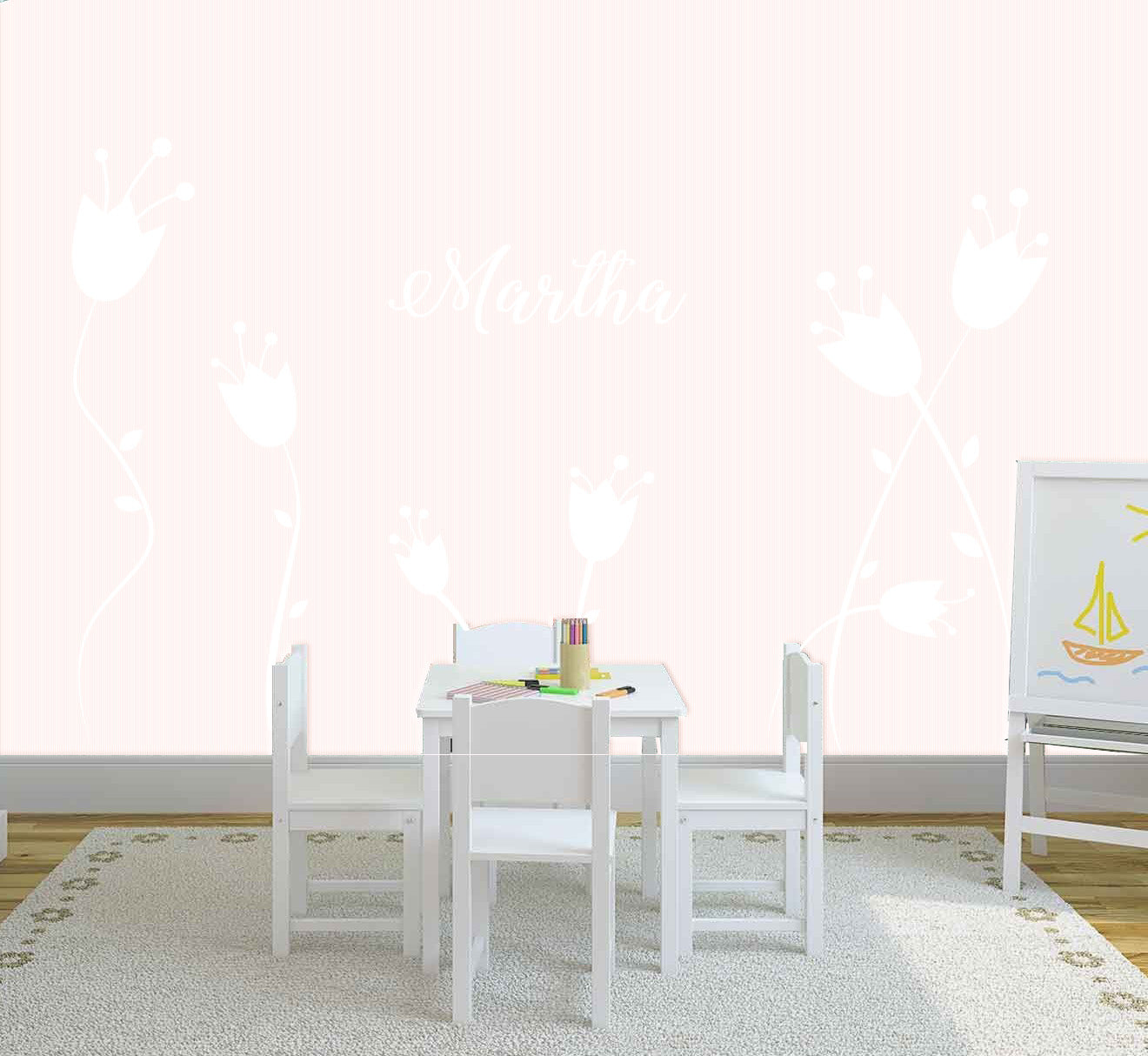 Flowers Personalized Wall Sticker Decal Stencil Silhouette ST211
