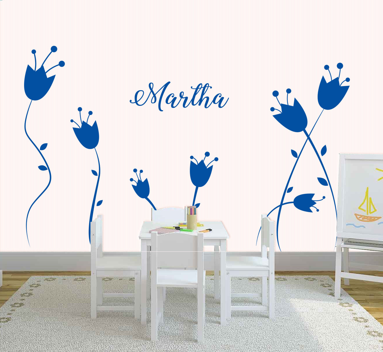 Flowers Personalized Wall Sticker Decal Stencil Silhouette ST211