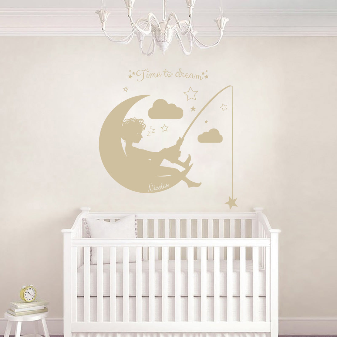Moon & Stars Personalized Wall Sticker Decal Stencil Silhouette ST221
